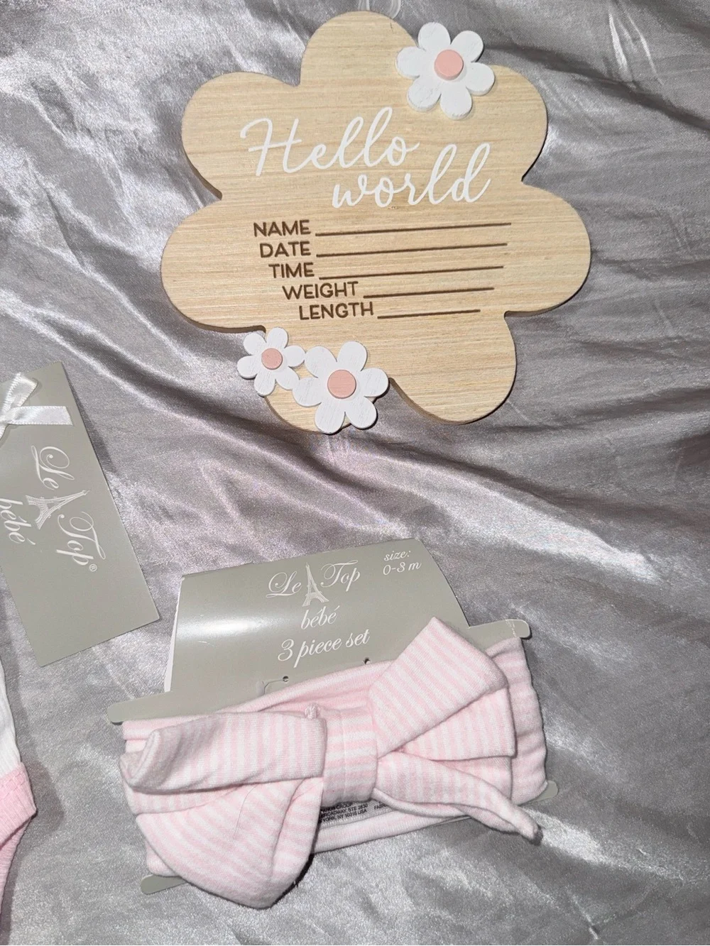 Le Top Pink & White Baby Headband Set with Bow
